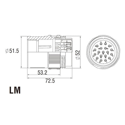 WPC-5219LM - Line Male, contact pin detail