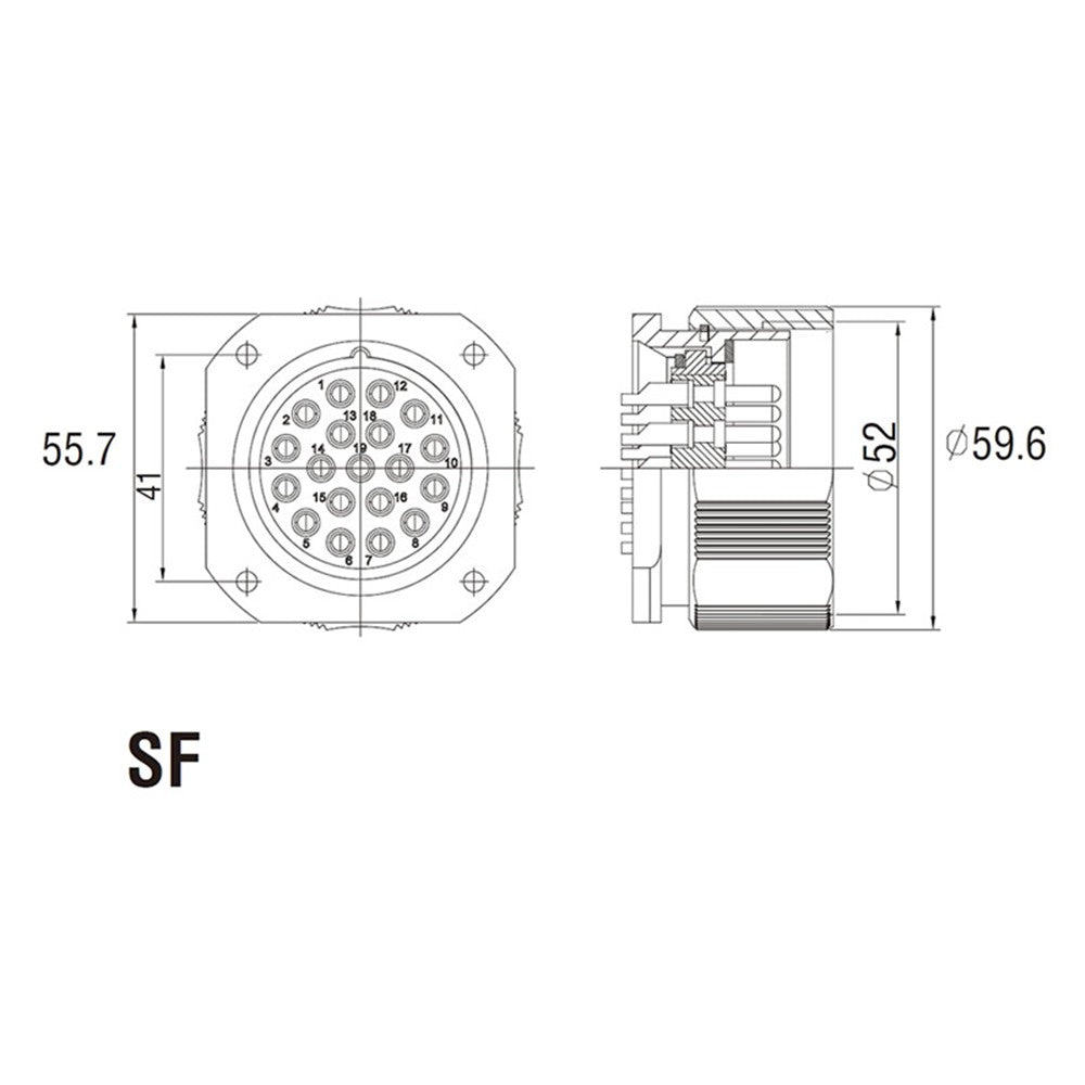 WPC-5219SF - Panel Female, contact pin detail