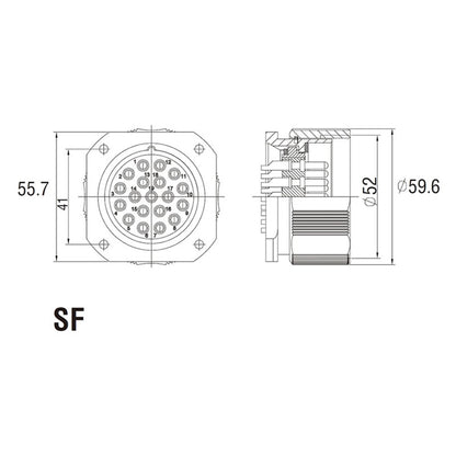 WPC-5219SF - Panel Female, contact pin detail