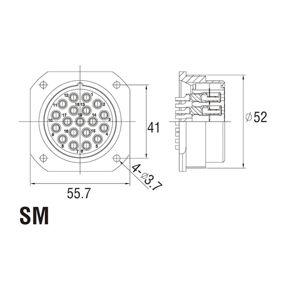 WPC-5219SM - Panel Male, contact pin detail