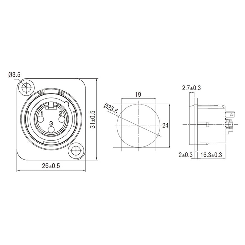 XLR3-SM-G - Gold Pin, rear terminal detail
