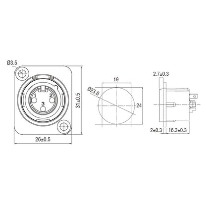 XLR3-SM-G - Gold Pin, rear terminal detail