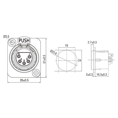 XLR5-SF-G - Gold Pin, rear terminal detail