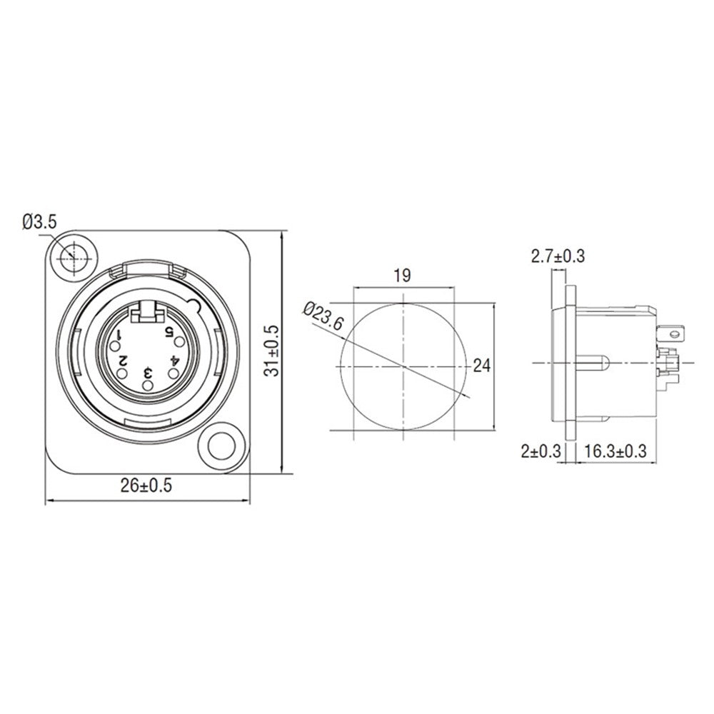 XLR5-SM-G - Gold Pin, rear terminal detail
