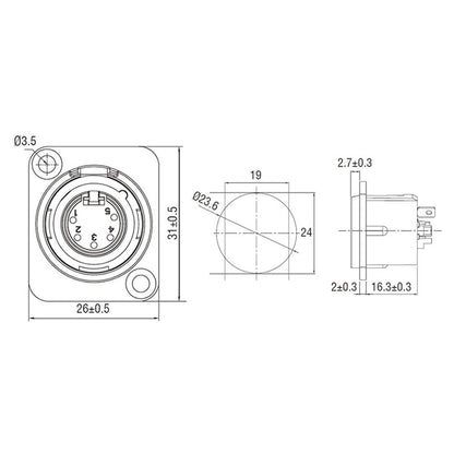 XLR5-SM-G - Gold Pin, rear terminal detail