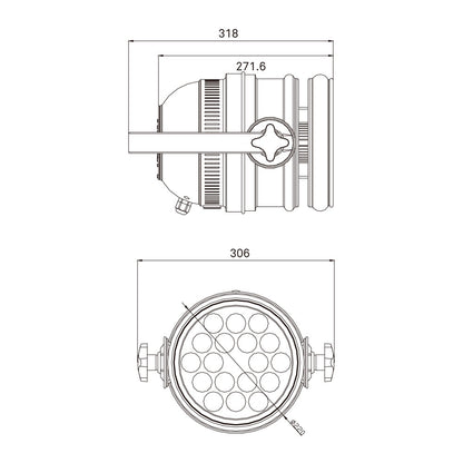 ZPL-64-18-10 - ZPL-64/18-10 LED Par Can, 180 W RGBW, dimension diagram