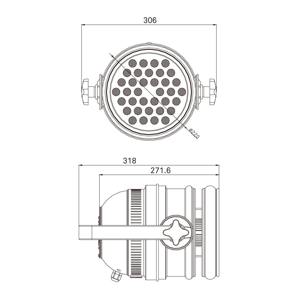 ZPL-64-36-3 - ZPL-64/36-3 LED Par Can, 120 W RGB, dimension diagram