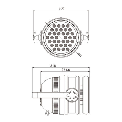 ZPL-64-36-3 - ZPL-64/36-3 LED Par Can, 120 W RGB, dimension diagram